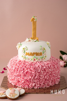 Детска Торта Розова Дантела - Двуетажна - D30