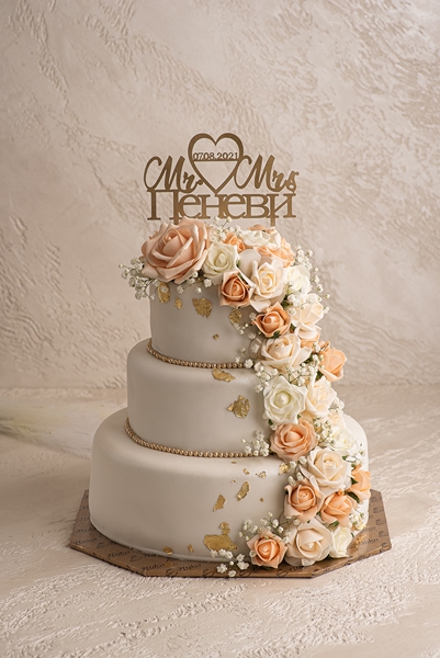 Сватбена Торта Водопад от Цветя - S9