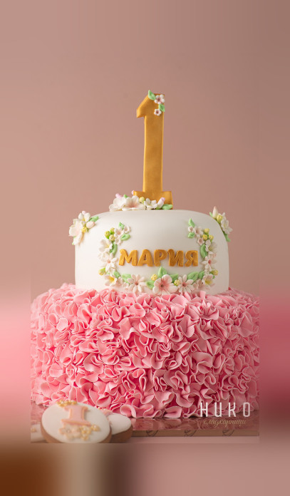 Детска Торта Розова Дантела - Двуетажна - D30