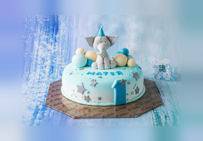 Детска Торта със Слонче Синя - D7