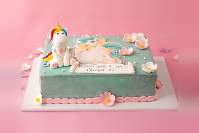 Детска Торта със Седнал Еднорог - D34